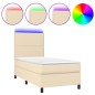 vidaXL Cama box spring colchón y luces LED tela crema 100x200 cm