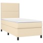 vidaXL Cama box spring colchón y luces LED tela crema 100x200 cm