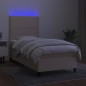 vidaXL Cama box spring colchón y luces LED tela crema 100x200 cm