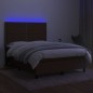 vidaXL Cama box spring colchón luces LED tela marrón oscuro 140x200cm vidaXL Cama box spring colchón luces LED tela marrón oscuro 140x200cm