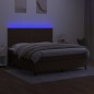 vidaXL Cama box spring colchón luces LED tela marrón oscuro 180x200cm vidaXL Cama box spring colchón luces LED tela marrón oscuro 180x200cm