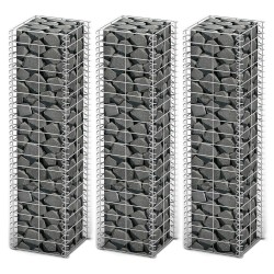 vidaXL Cestas de muro de gaviones alambre galvanizado 25x25x100 3 uds 