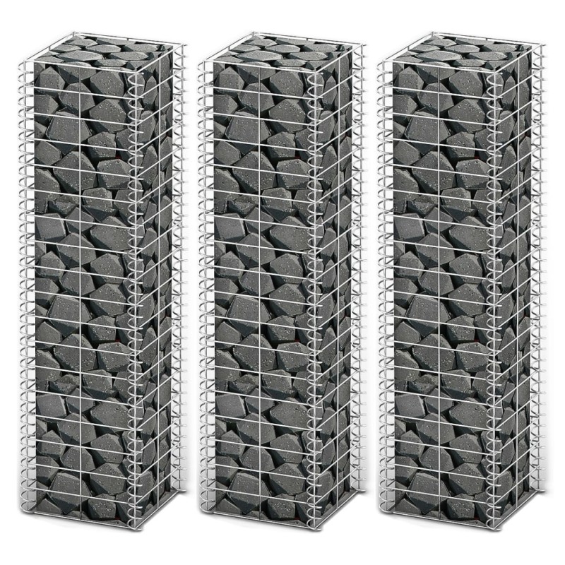 vidaXL Cestas de muro de gaviones alambre galvanizado 25x25x100 3 uds vidaXL Cestas de muro de gaviones alambre galvanizado 25x25x100 3 uds