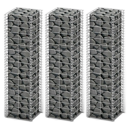 vidaXL Cestas de muro de gaviones alambre galvanizado 25x25x100 3 uds 