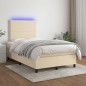 vidaXL Cama box spring con colchón y LED tela crema 120x200 cm vidaXL Cama box spring con colchón y LED tela crema 120x200 cm