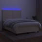 vidaXL Cama box spring colchón y luces LED tela crema 140x200 cm vidaXL Cama box spring colchón y luces LED tela crema 140x200 cm