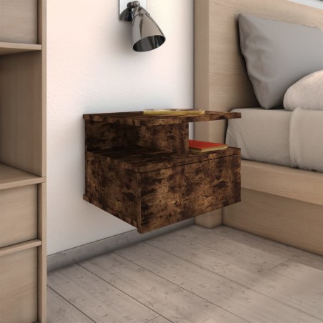 vidaXL Mesita de noche flotante madera roble ahumado 40x31x27 cm