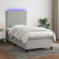 vidaXL Cama box spring colchón y luces LED tela gris claro 90x200 cm vidaXL Cama box spring colchón y luces LED tela gris claro 90x200 cm