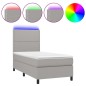 vidaXL Cama box spring colchón y luces LED tela gris claro 90x200 cm vidaXL Cama box spring colchón y luces LED tela gris claro 90x200 cm