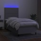vidaXL Cama box spring colchón y luces LED tela gris claro 90x200 cm vidaXL Cama box spring colchón y luces LED tela gris claro 90x200 cm