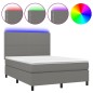 vidaXL Cama box spring colchón y luces LED tela gris oscuro 140x190 cm vidaXL Cama box spring colchón y luces LED tela gris oscuro 140x190 cm