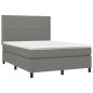 vidaXL Cama box spring colchón y luces LED tela gris oscuro 140x190 cm vidaXL Cama box spring colchón y luces LED tela gris oscuro 140x190 cm