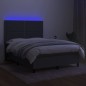 vidaXL Cama box spring colchón y luces LED tela gris oscuro 140x190 cm vidaXL Cama box spring colchón y luces LED tela gris oscuro 140x190 cm