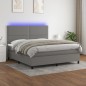vidaXL Cama box spring colchón y luces LED tela gris oscuro 180x200 cm vidaXL Cama box spring colchón y luces LED tela gris oscuro 180x200 cm