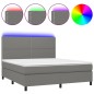 vidaXL Cama box spring colchón y luces LED tela gris oscuro 180x200 cm vidaXL Cama box spring colchón y luces LED tela gris oscuro 180x200 cm