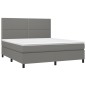 vidaXL Cama box spring colchón y luces LED tela gris oscuro 180x200 cm vidaXL Cama box spring colchón y luces LED tela gris oscuro 180x200 cm