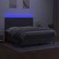 vidaXL Cama box spring colchón y luces LED tela gris oscuro 180x200 cm vidaXL Cama box spring colchón y luces LED tela gris oscuro 180x200 cm
