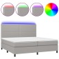 vidaXL Cama box spring con colchón tela y LED gris claro 200x200 cm