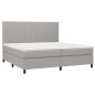 vidaXL Cama box spring con colchón tela y LED gris claro 200x200 cm
