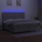 vidaXL Cama box spring con colchón tela y LED gris claro 200x200 cm