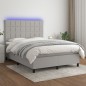 vidaXL Cama box spring colchón y luces LED tela gris claro 140x200 cm vidaXL Cama box spring colchón y luces LED tela gris claro 140x200 cm