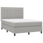 vidaXL Cama box spring colchón y luces LED tela gris claro 140x200 cm vidaXL Cama box spring colchón y luces LED tela gris claro 140x200 cm