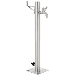 vidaXL Columna de agua de jardín acero inoxidable redonda 65 cm