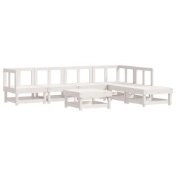 vidaXL Juego de muebles de jardín 7 pzas madera maciza de pino blanco