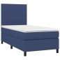 vidaXL Cama box spring colchón y luces LED tela azul 100x200 cm vidaXL Cama box spring colchón y luces LED tela azul 100x200 cm