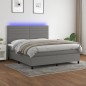 vidaXL Cama box spring colchón y luces LED tela gris oscuro 160x200 cm vidaXL Cama box spring colchón y luces LED tela gris oscuro 160x200 cm