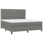 vidaXL Cama box spring colchón y luces LED tela gris oscuro 160x200 cm vidaXL Cama box spring colchón y luces LED tela gris oscuro 160x200 cm