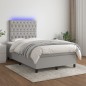 vidaXL Cama box spring con colchón tela y LED gris claro 120x200 cm vidaXL Cama box spring con colchón tela y LED gris claro 120x200 cm