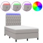 vidaXL Cama box spring con colchón tela y LED gris claro 120x200 cm vidaXL Cama box spring con colchón tela y LED gris claro 120x200 cm