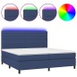 vidaXL Cama box spring colchón y luces LED tela azul 200x200 cm vidaXL Cama box spring colchón y luces LED tela azul 200x200 cm
