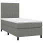 vidaXL Cama box spring colchón y luces LED tela gris oscuro 90x200 cm vidaXL Cama box spring colchón y luces LED tela gris oscuro 90x200 cm