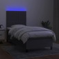 vidaXL Cama box spring colchón y luces LED tela gris oscuro 90x200 cm vidaXL Cama box spring colchón y luces LED tela gris oscuro 90x200 cm