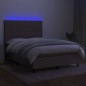 vidaXL Cama box spring colchón y luces LED tela gris taupe 140x190 cm vidaXL Cama box spring colchón y luces LED tela gris taupe 140x190 cm