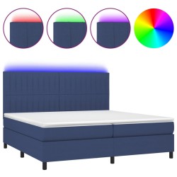 vidaXL Cama box spring colchón y luces LED tela azul 200x200 cm