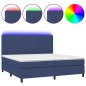 vidaXL Cama box spring colchón y luces LED tela azul 200x200 cm vidaXL Cama box spring colchón y luces LED tela azul 200x200 cm