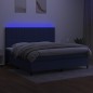 vidaXL Cama box spring colchón y luces LED tela azul 200x200 cm vidaXL Cama box spring colchón y luces LED tela azul 200x200 cm