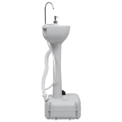 vidaXL Lavabo portátil con pedestal para camping gris 20 L