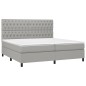 vidaXL Cama box spring con colchón tela y LED gris claro 200x200 cm vidaXL Cama box spring con colchón tela y LED gris claro 200x200 cm