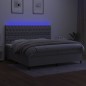 vidaXL Cama box spring con colchón tela y LED gris claro 200x200 cm vidaXL Cama box spring con colchón tela y LED gris claro 200x200 cm