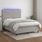 vidaXL Cama box spring colchón y luces LED tela gris claro 140x200 cm vidaXL Cama box spring colchón y luces LED tela gris claro 140x200 cm