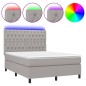 vidaXL Cama box spring colchón y luces LED tela gris claro 140x200 cm vidaXL Cama box spring colchón y luces LED tela gris claro 140x200 cm