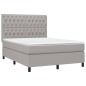 vidaXL Cama box spring colchón y luces LED tela gris claro 140x200 cm vidaXL Cama box spring colchón y luces LED tela gris claro 140x200 cm