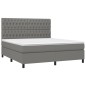 vidaXL Cama box spring colchón y luces LED tela gris oscuro 180x200 cm