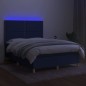 vidaXL Cama box spring colchón y luces LED tela azul 140x200 cm vidaXL Cama box spring colchón y luces LED tela azul 140x200 cm
