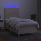 vidaXL Cama box spring colchón y luces LED tela crema 80x200 cm vidaXL Cama box spring colchón y luces LED tela crema 80x200 cm