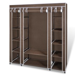 vidaXL Armario de tela compartimentos y varillas marrón 45x150x176cm   